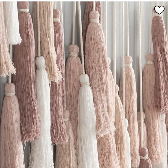 West Elm Blush and Cream Tassel Wall Hanging - Picture 4 of 6